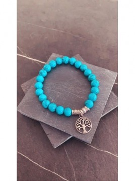 Bracelet Boules Turquoise, arbre de vie