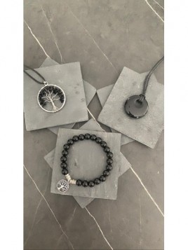 Bracelet Set, Black Obsidian Collars
