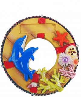 Magnet "Bouée" , décor dauphin, personnalisable