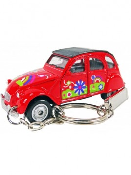 Porte clés Citroën 2CV rouge, personnalisable